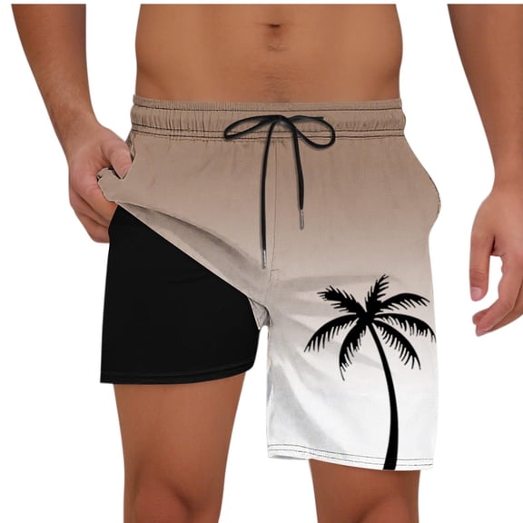 Men Swim Trunks with Compresssion Liner 7 Inch Inseam Board Shorts Bathing Suit with Zipper Pockets