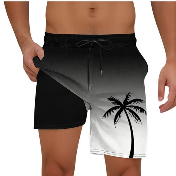 Men Swim Trunks with Compresssion Liner 7 Inch Inseam Board Shorts Bathing Suit with Zipper Pockets