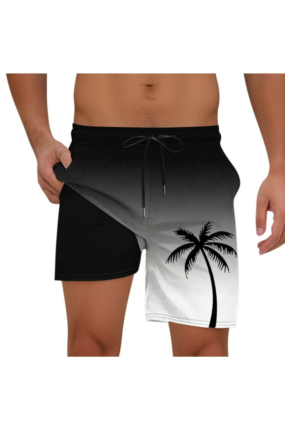 Men Swim Trunks with Compresssion Liner 7 Inch Inseam Board Shorts Bathing Suit with Zipper Pockets