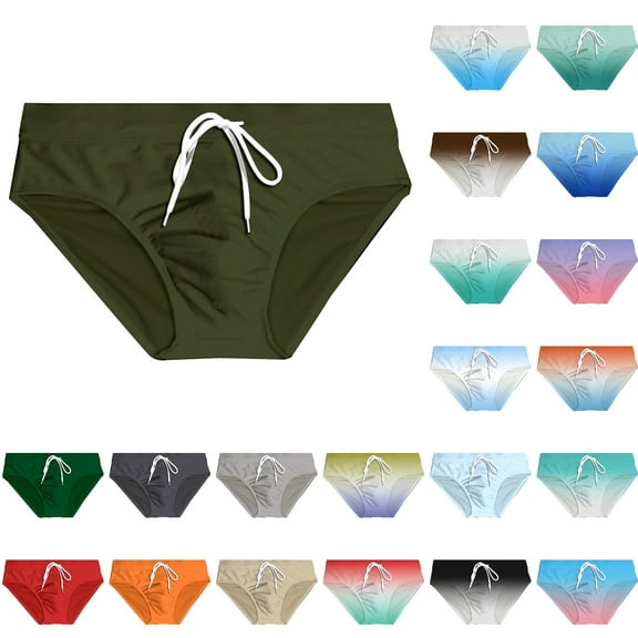 Men Swimming Trunks Solid Color Soft Swim Briefs Drawstring Bikini Sport Swimsuit Trunks Swimwear Beach Casual Men's Underwear
