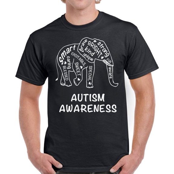 Men T-Shirt Autism Awareness Elephant - S M L XL 2XL 3XL 4XL 5XL - Shirt for Him Graphic Tee