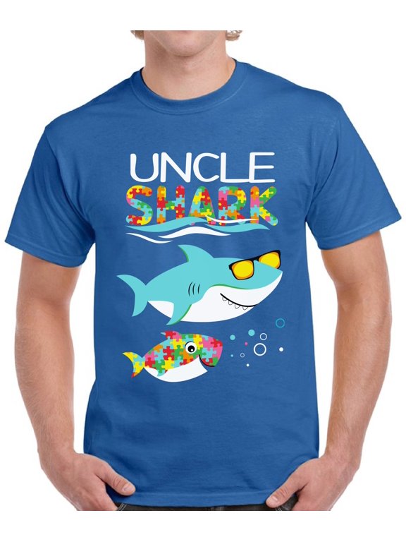 Men T-Shirt Autism Awareness Shirt - Uncle Shark S M L XL 2XL 3XL 4XL 5XL - Mens Top Graphic Tee