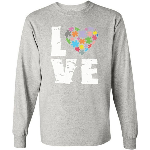 Men T-Shirt Autism Long Sleeve Love Puzzle Autism Awareness S M L XL 2XL Mens Graphic Tee