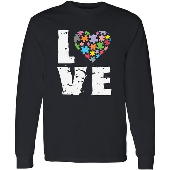 Men T-Shirt Autism Long Sleeve Love Puzzle Autism Awareness S M L XL 2XL Mens Graphic Tee