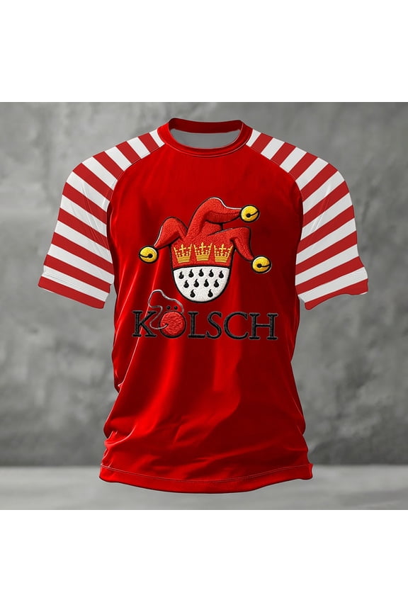 Men T-Shirt Carnival Clothes For Carnival Graphic T Shirt Casual Short Sleeve Tee For Festival Celebration And Daily Wear Red XXL