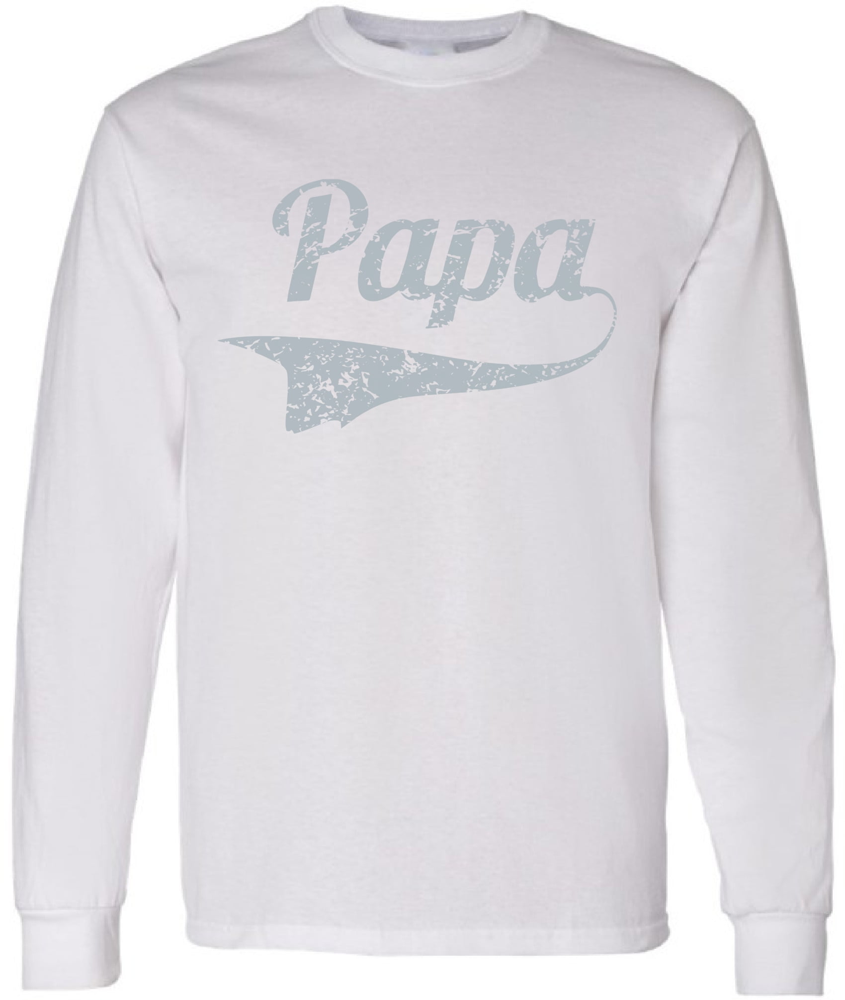 Men T-Shirt Father's Day Long Sleeve Papa Gray Vintage S M L XL
