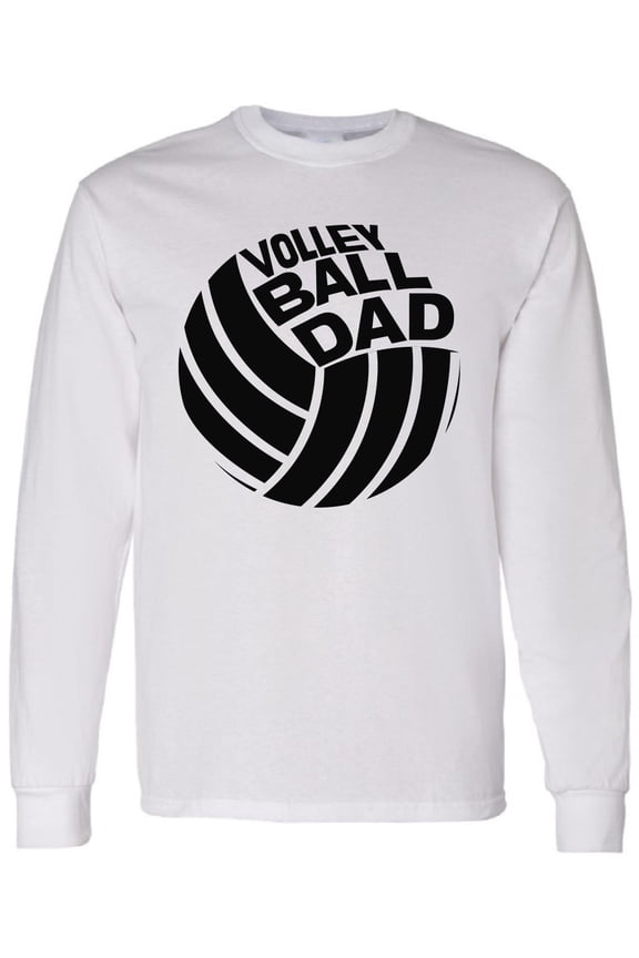 Men T-Shirt Father's Day Long Sleeve Volleyball Dad Black S M L XL 2XL Mens Graphic Tee