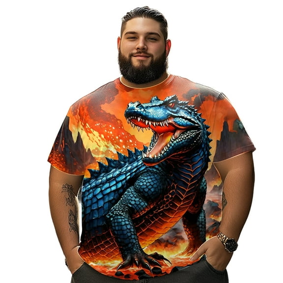 Men T Shirt for Big & Tall Man Graphic Short Sleeve Plus Size Oversized Tee Tshirts 2XL 3DTS10004