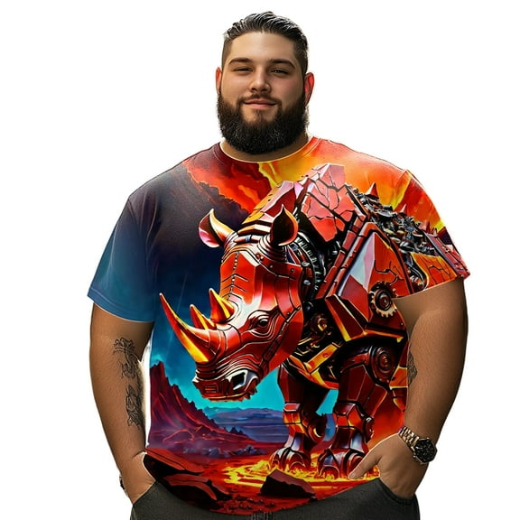 Men T Shirt for Big & Tall Man Graphic Short Sleeve Plus Size Oversized Tee Tshirts 2XL 3DTS10004