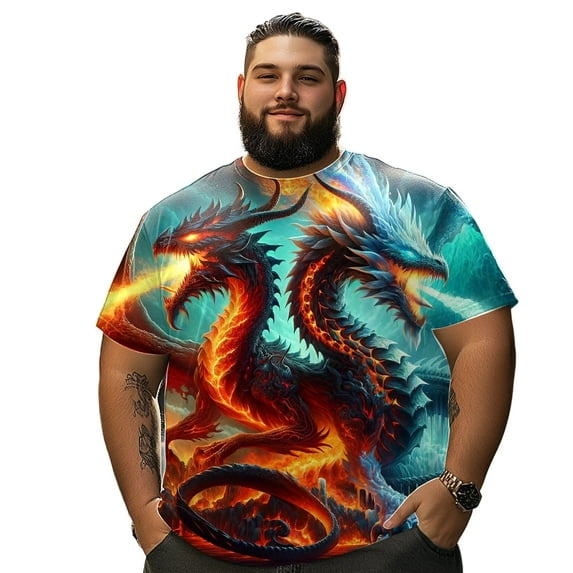 Men T Shirt for Big & Tall Man Graphic Short Sleeve Plus Size Oversized Tee Tshirts 2XLT 3DTS10004