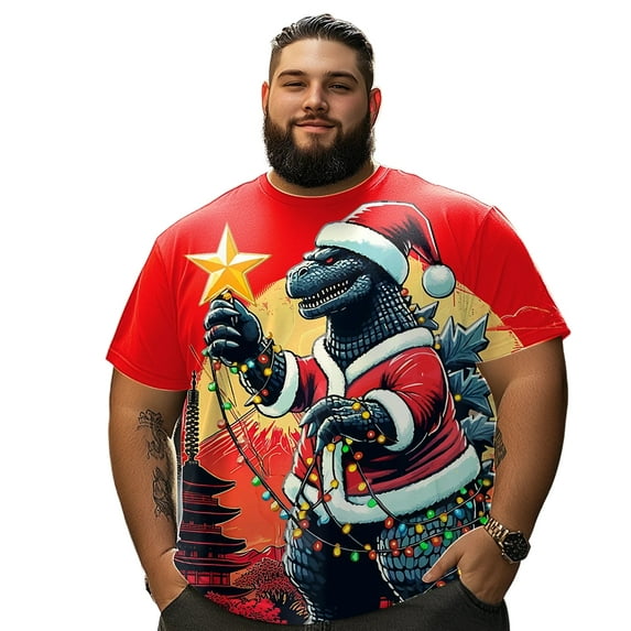 Men T Shirt for Big & Tall Man Graphic Short Sleeve Plus Size Oversized Tee Tshirts 3XL 3DTS10004