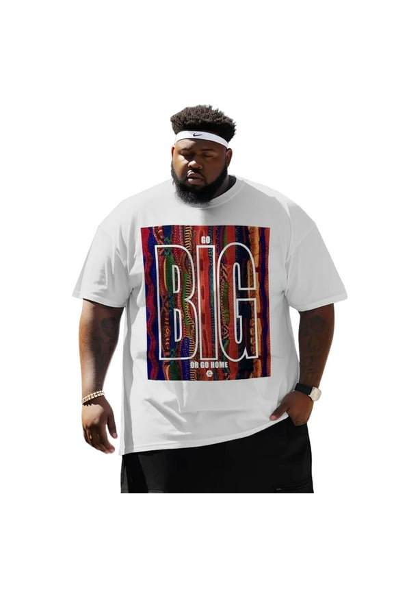 Men T Shirt for Big & Tall Man Graphic Short Sleeve Plus Size Oversized Tee Tshirts 3XL 3DTS10006