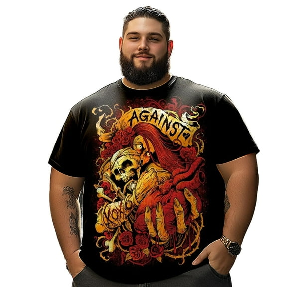 Men T Shirt for Big & Tall Man Graphic Short Sleeve Plus Size Oversized Tee Tshirts 3XL 3DTS10058