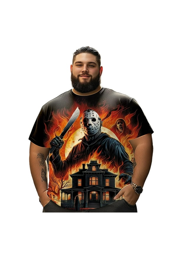 Men T Shirt for Big & Tall Man Graphic Short Sleeve Plus Size Oversized Tee Tshirts 3XL 3DTS10089