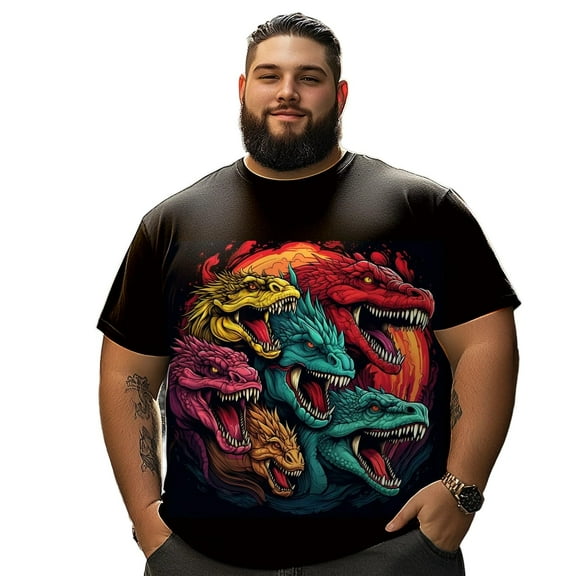 Men T Shirt for Big & Tall Man Graphic Short Sleeve Plus Size Oversized Tee Tshirts 3XLT 3DTS10004