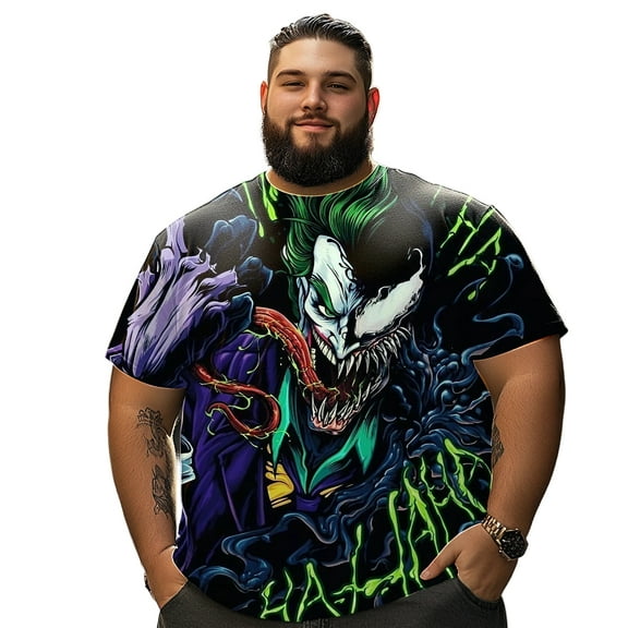 Men T Shirt for Big & Tall Man Graphic Short Sleeve Plus Size Oversized Tee Tshirts 4XL 3DTS10004