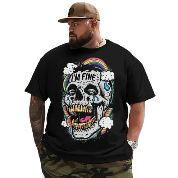 Men T Shirt for Big & Tall Man Graphic Short Sleeve Plus Size Oversized Tee Tshirts 4XL T0 5DLS 017