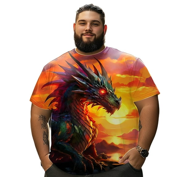 Men T Shirt for Big & Tall Man Graphic Short Sleeve Plus Size Oversized Tee Tshirts 4XLT 3DTS10004
