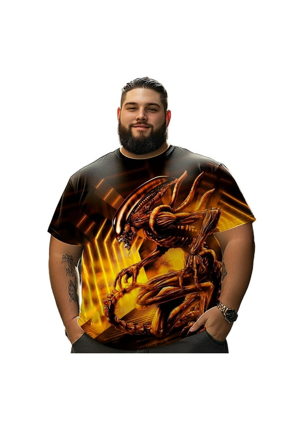 Men T Shirt for Big & Tall Man Graphic Short Sleeve Plus Size Oversized Tee Tshirts 5XL 3DTS10073