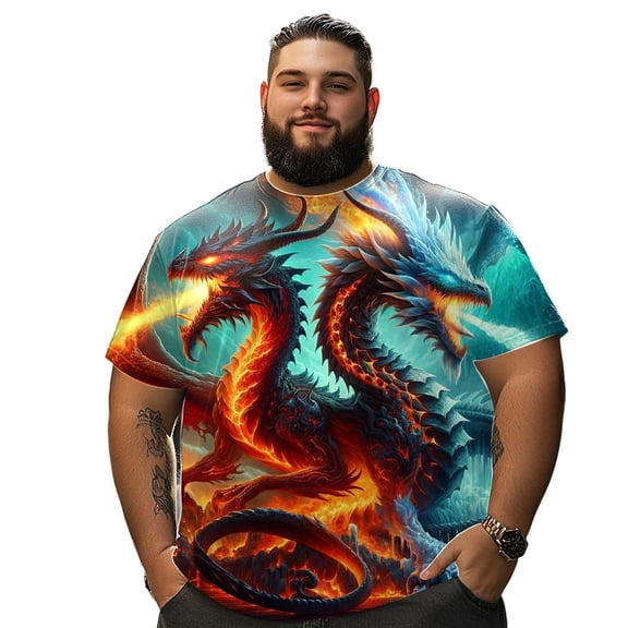 Men T Shirt for Big & Tall Man Graphic Short Sleeve Plus Size Oversized Tee Tshirts 6XLT 3DTS10004