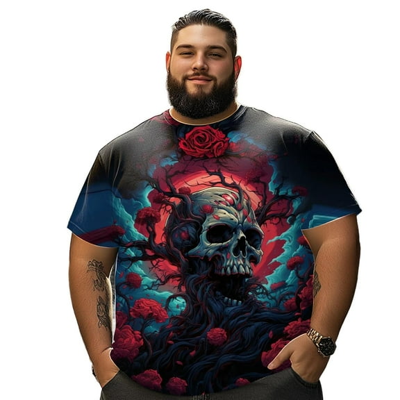 Men T Shirt for Big & Tall Man Graphic Short Sleeve Plus Size Oversized Tee Tshirts 7XLT 3DTS10056