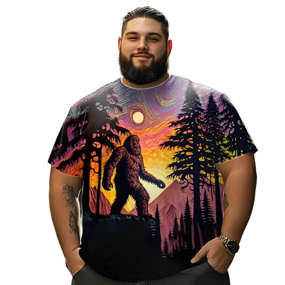Men T Shirt for Big & Tall Man Graphic Short Sleeve Plus Size Oversized Tee Tshirts 7XLT 3DTS10061