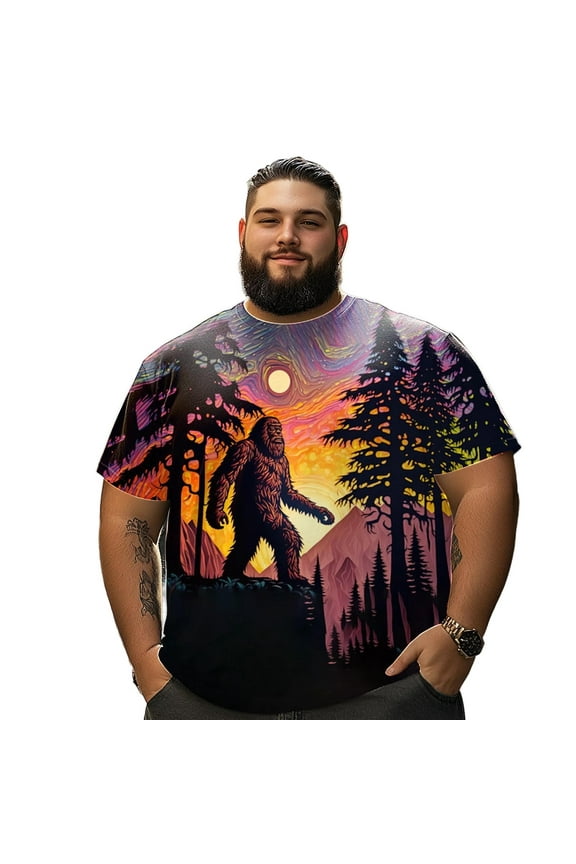 Men T Shirt for Big & Tall Man Graphic Short Sleeve Plus Size Oversized Tee Tshirts 7XLT 3DTS10061