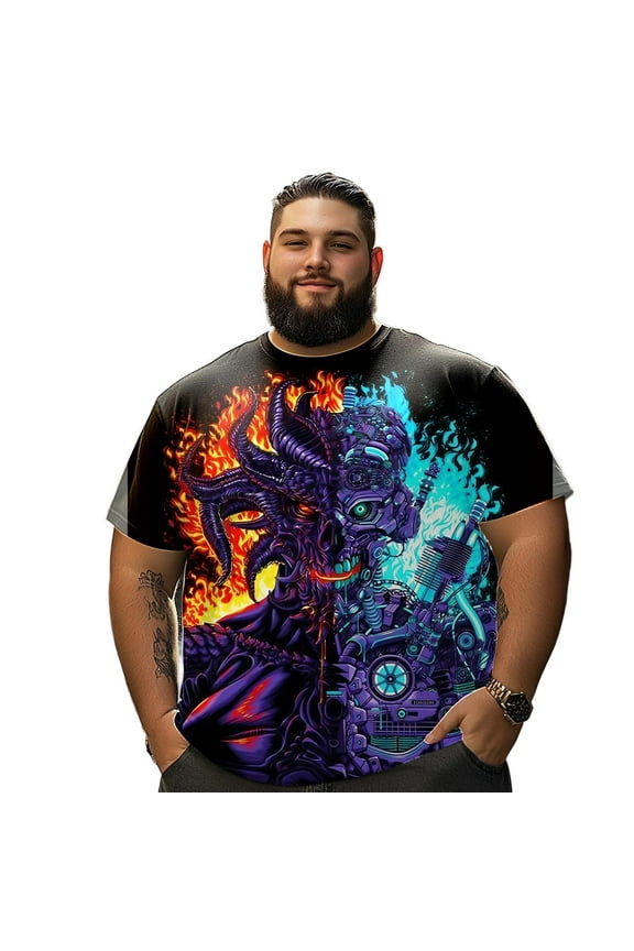 Men T Shirt for Big & Tall Man Graphic Short Sleeve Plus Size Oversized Tee Tshirts 7XLT 3DTS10084