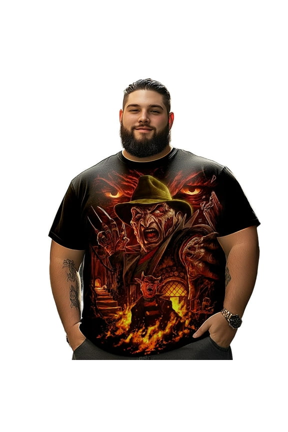 Men T Shirt for Big & Tall Man Graphic Short Sleeve Plus Size Oversized Tee Tshirts 7XLT 3DTS10091