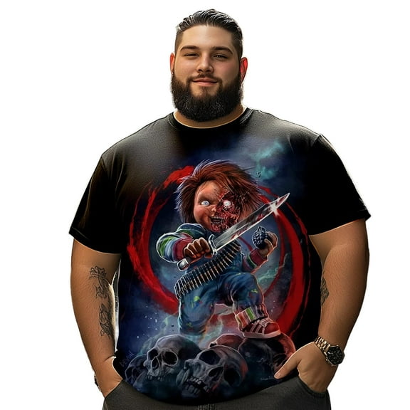 Men T Shirt for Big & Tall Man Graphic Short Sleeve Plus Size Oversized Tee Tshirts 7XLT 3DTS10094