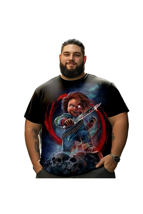 Men T Shirt for Big & Tall Man Graphic Short Sleeve Plus Size Oversized Tee Tshirts 7XLT 3DTS10094