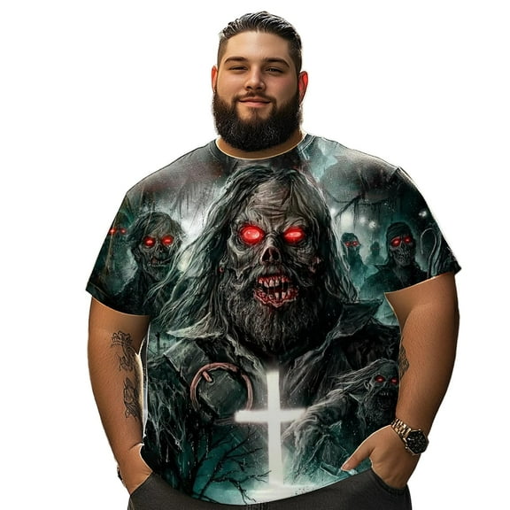 Men T Shirt for Big & Tall Man Graphic Short Sleeve Plus Size Oversized Tee Tshirts 7XLT 3DTS10096