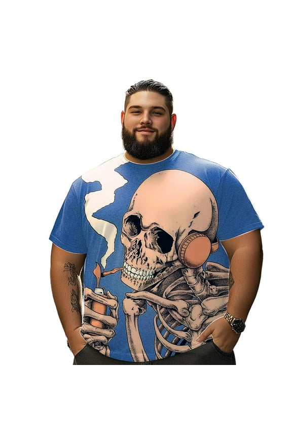 Men T Shirt for Big & Tall Man Graphic Short Sleeve Plus Size Oversized Tee Tshirts 7XLT 3DTS10098