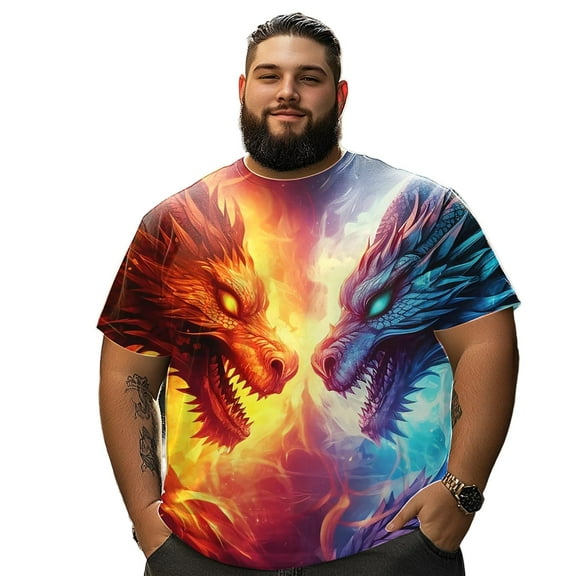Men T Shirt for Big & Tall Man Graphic Short Sleeve Plus Size Oversized Tee Tshirts 9XL 3DTS10004