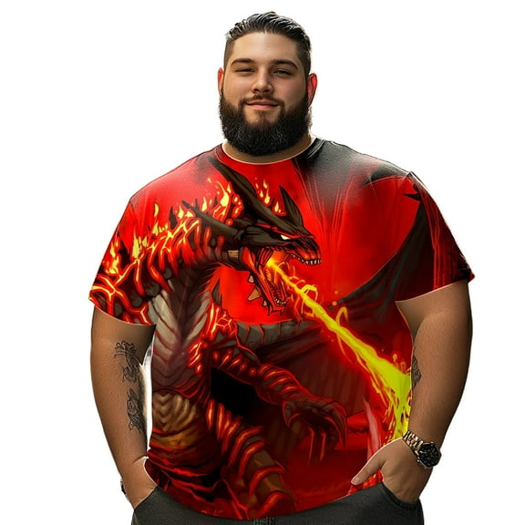 Men T Shirt for Big & Tall Man Graphic Short Sleeve Plus Size Oversized Tee Tshirts XL 3DTS10004