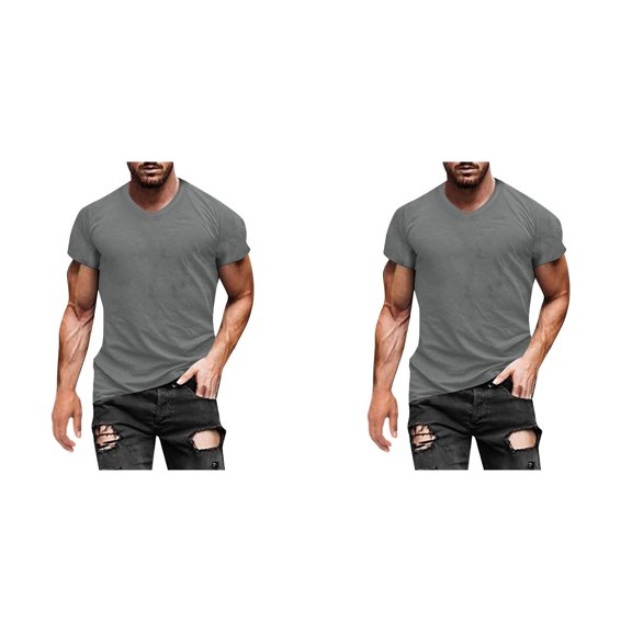 Men T Shirts 2 Pack Solid Color Crew Neck Mens Pullover Casual Moisture Wicking Short Sleeve Regular Fit Mens Funny T Shirts Dark Gray XXXL