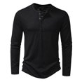 thumbnail image 1 of Men T Shirts Casual Long Sleeve Solid Color Henleyneck Black Men's Athletic Fall Shirts & Tees size L, 1 of 2