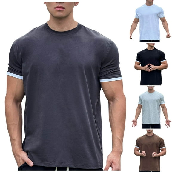 Men T Shirts Casual T-shirt Comfortable Short Sleeved Sports Style Fashionable Round Neck Beach Vacation Shirts for Men