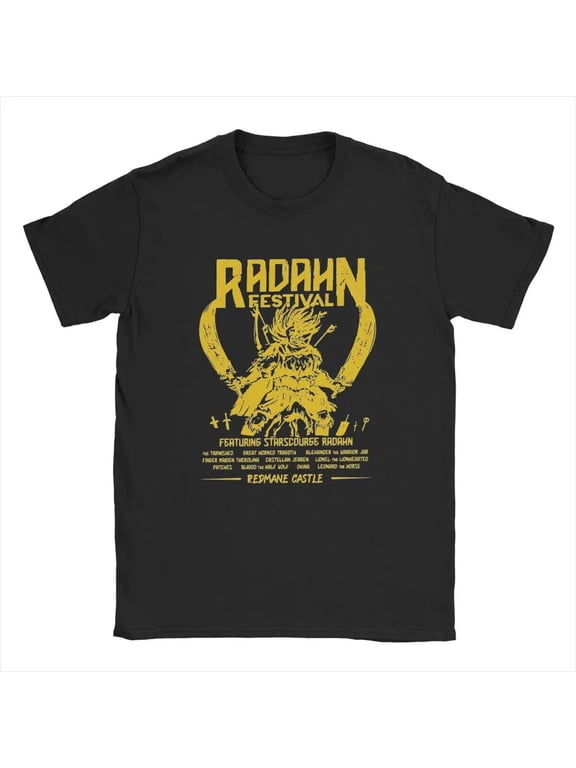 Men T-Shirts Elden Radahn Rings Game Festival Casual 100% Cotton Tees Short Slee