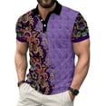thumbnail image 1 of Men T Shirts Floral Printed Casual Short Sleeve Button Up Collared Polo Shirts Breathable Summer Comfortable Slimming Mens Shirts D XXXXL, 1 of 6