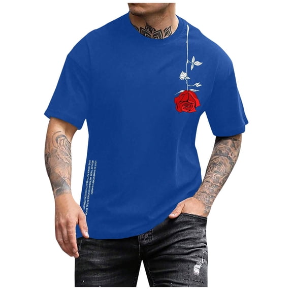 Men T Shirts Graphic Tees Vintage Floral Letter Print Crewneck Short Sleeve Casual Summer Tshirts for Men