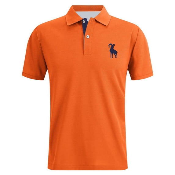 Men T Shirts Short Sleeve Button Up Collared Summer Golf Sports Dressy Polo Shirts Moisture Wicking Casual Breathable Deer Printed Shirts for Men Orange XXXXXL