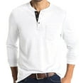 thumbnail image 1 of Men T-Shirts Spring And Autumn Button Round Neck Solid Color Blouse Long Sleeve Pocket Top Bottoming Shirt Men T-Shirt Funny, 1 of 5