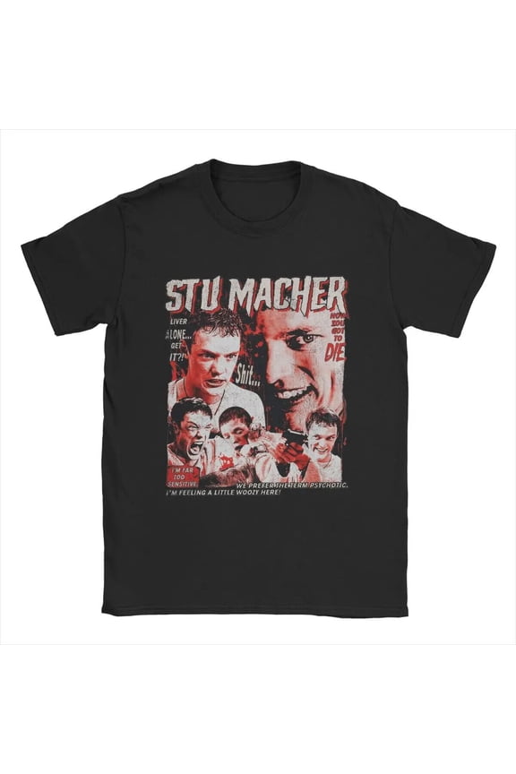 Men T-Shirts Stu Macher Scream Movie Fun 100% Cotton Tees Short Sleeve T Shirt