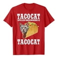 thumbnail image 1 of Men T Shirts Taco Cat Printed Casual Short Sleeve Graphic Tees Soft Loose Lightweight Fit Comfortable Crew Neck Men's Shirts Red XL, 1 of 3