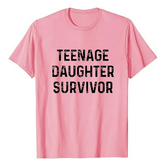 Men T Shirts Teenage Daughter Funny Vintage Mom Dad T Shirt Big Tall Streetwear Essentials Shirts Men Pink XL
