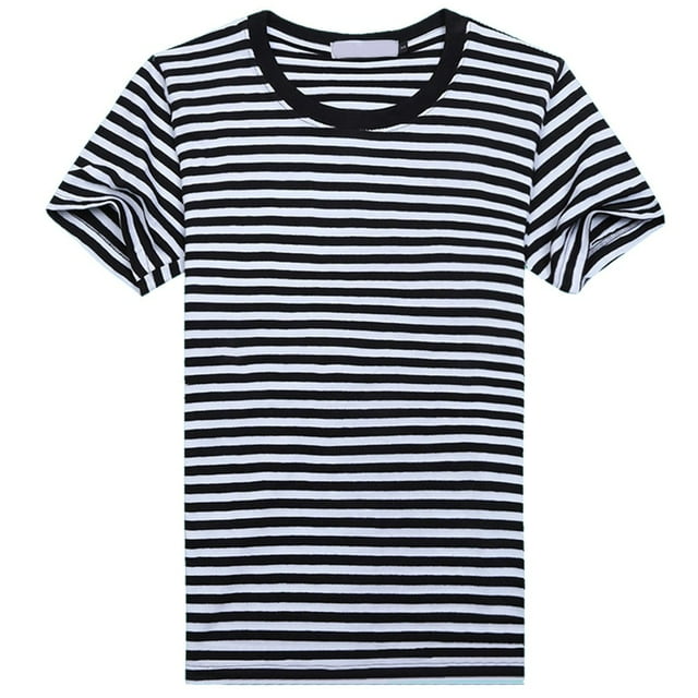 Men Tshirts Blue and White Striped Shortsleeved Sports ONeck Casual