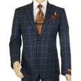 thumbnail image 1 of Men TALLIA Suit Wool Blend English Plaid Classic 2Button VDVA2SVX0013 Blue Brown, 1 of 10