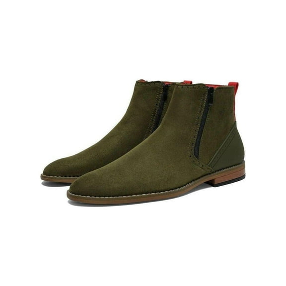 Men TAYNO Chelsea Chukka Micro Suede Soft Comfortable Boot Coupe Olive