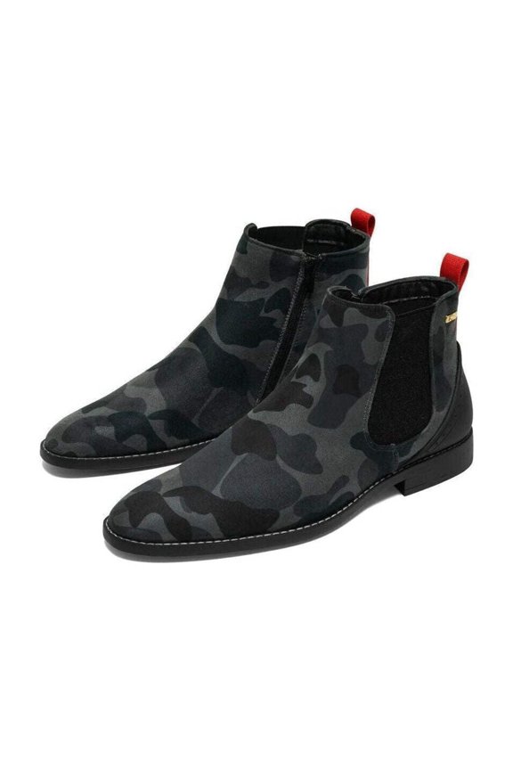 Men TAYNO Chelsea Chukka Micro Suede Soft Comfortable Boot Victorian Black Gray
